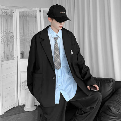 saferido Spring Men's Embroidery High Quality Suit Jackets Male School Uniform Fashion Blazers Black/grey Western-style Clothes
