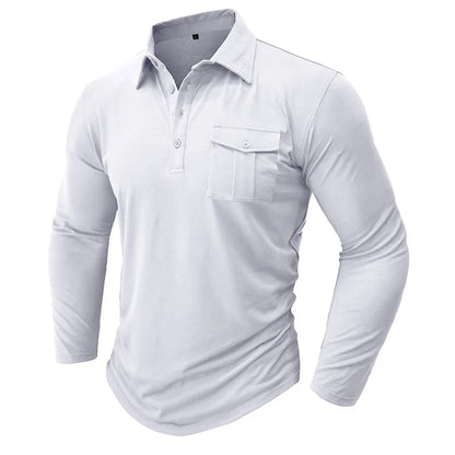 saferido New Spring Autumn Polo Shirt Men Solid Color Turn Down Collar Casual Tops Tees Mens Long Sleeve Polos Tops 60% Cotton Tshirt Man