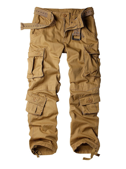 Men's Casual Cargo Pants Military Army Camo Pants Combat Work Pants with 8 Pockets(No Belt)