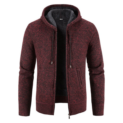 Winter Thick Cardigan Mens Sweater Zipper Hooded Fashion Warm Slim Fit Knitted Sweater Male Fleece Hoodies Coats Men M-4Xl