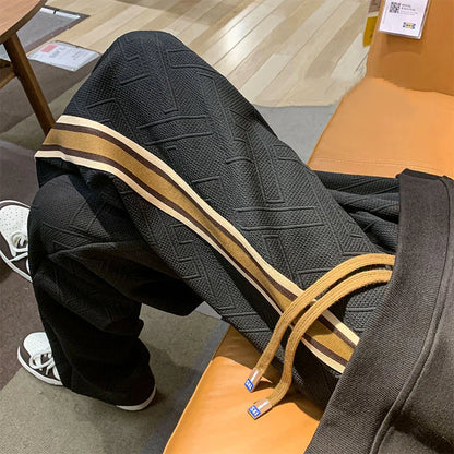 saferido 2024 Spring And Summer New Trendy American Style Versatile Straight Solid Color Striped Pants Loose Casual Sports Trousers Men's