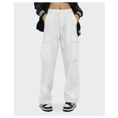 saferido Japanese Vintage Wide Leg Overalls Fashion Label Large Pocket Men's Leggings Casual Trousers for Men Women Sweatpants Joggers