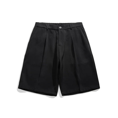 saferido Korean Men's Suit Shorts Summer New Loose Straight Ice Silk Shorts Fashion Large Casual Capris Black Grey Sports Pants 5XL