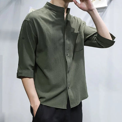 saferido Man Shirt Linen and Cotton Oversize Shirts for Men Plain Half Sleeve Fashion 2024 Cheap Things with Free Shipping Casual Tops I