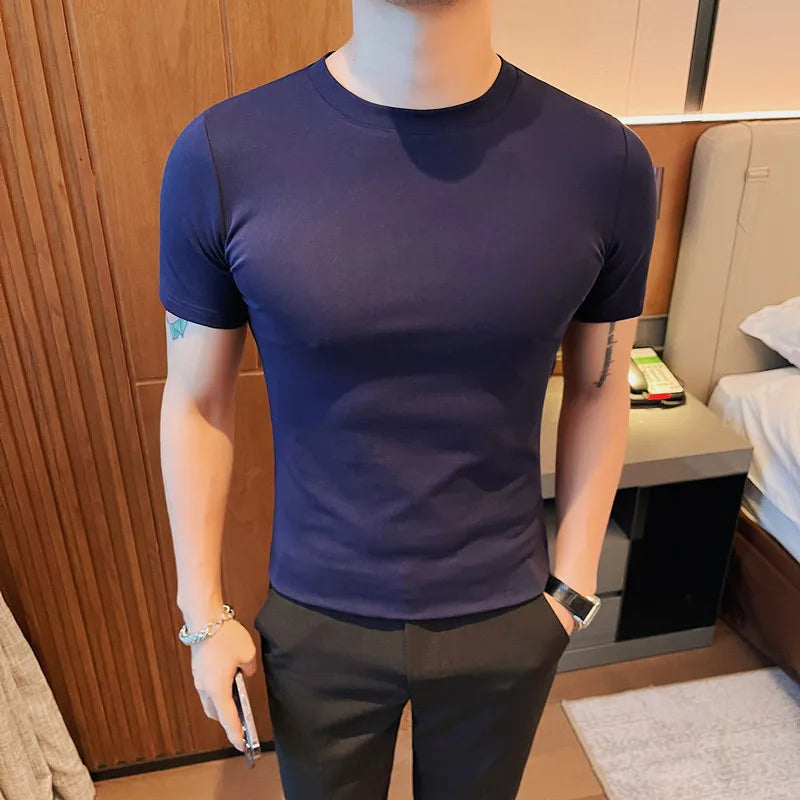 saferido Summer Brand Tight fitting T Shirts Harajuku Men Clothing Oversized Tops & Tees Plus Size Clothes Korean White Short Sleeve