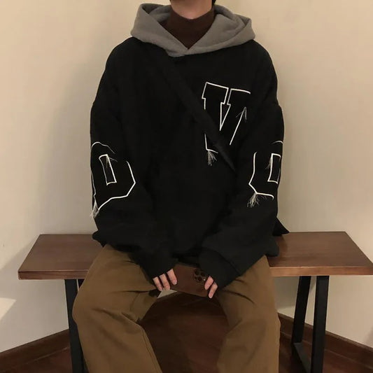 Harajuku American Vintage Men Retro Hoodies Autumn Casual Oversize Fleece Hooded Sweatshirt INS Men Women Streetwear Hoodie