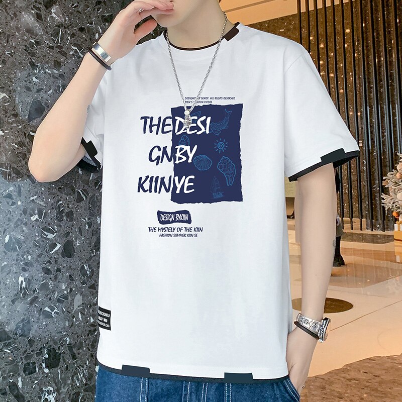 Tshirts For Men Summer Printed Tee Shirt Casual Streetwear Korean Fashion Clothing Cool Breathe Tops Men