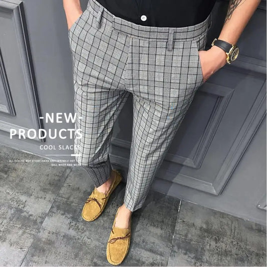 saferido New British Style Dress Suit Pant Man New Plaid Suit Pant Men Designer Gentlemen Business Casual Work Pant Trousers 28-34