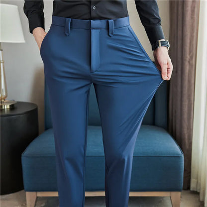 saferido Men Have High Spring Elasticity Business Trousers/Male Slim Fit Solid Color Dress Suit Pants Casual Pants 38