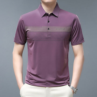 Men T Shirts Breathable Short Sleeve Summer T Shirt for Men Business Casual Fashion Striped Turn-Down Collar T Shirt Male