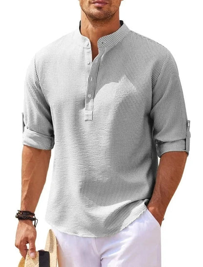 saferido 2024  Polos New Men's Casual Blouse Cotton Linen Shirt Loose Tops Long Sleeve T-Shirt Spring Autumn Casual Handsome Men's Shirts
