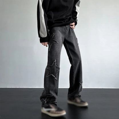 saferido Vintage Men's Trendy Jeans American Premium Simple Casual Pants Fashion Street Male Straight Pants Fashionable Peplum Clothing