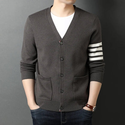 saferido Top Grade New Autum Winter Brand Fashion Knitted Men Cardigan Sweater Black Korean Casual Coats Jacket Mens Clothing M-3XL
