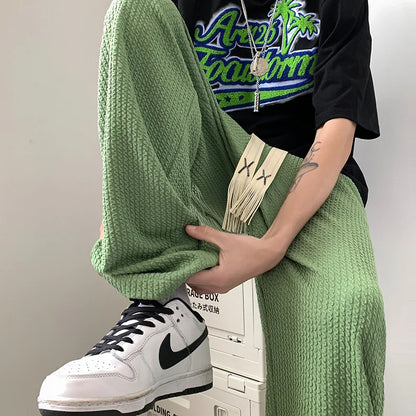 saferido Summer Pleated Pants Men Fashion Oversized Wide Leg Pants Men Japanese Streetwear Hip Hop Loose Straight Pants Mens Trousers