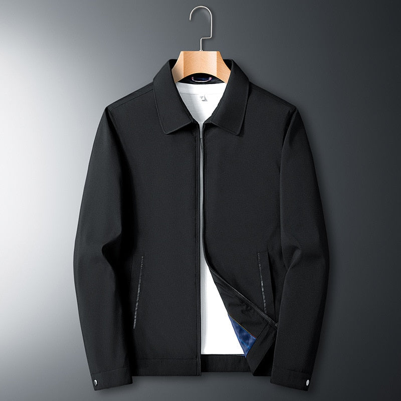 Brand Men's Business Jacket Casual Coats Turn Down Collar Zipper Simple Office Outerwear Men Middle-Aged Elderly Male Clothes