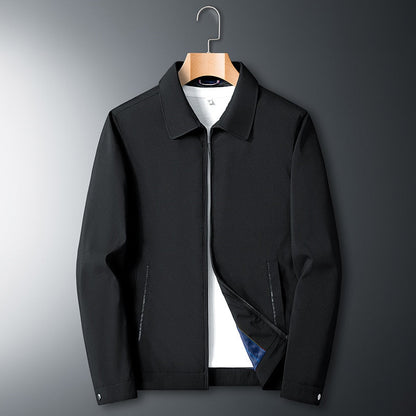 Brand Men's Business Jacket Casual Coats Turn Down Collar Zipper Simple Office Outerwear Men Middle-Aged Elderly Male Clothes