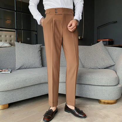 saferido Men Spring  Suit Pants Fashion Casual Slim Fit Business Suit Trousers Men's Wedding Party Work Pants Classic Large Size 36