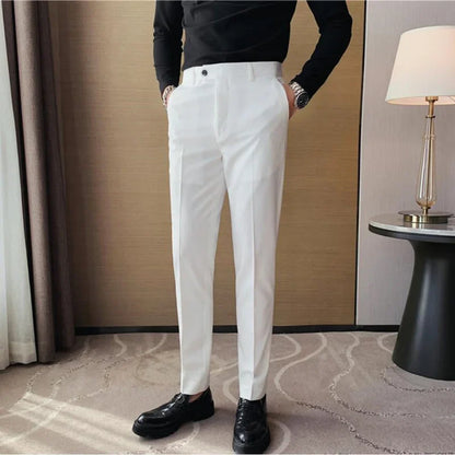 saferido Men Suit Pants Suit Pants Spring Fashion Casual Slim Business Suit Pants Wedding Party Men's Clothing Nine-point Trousers