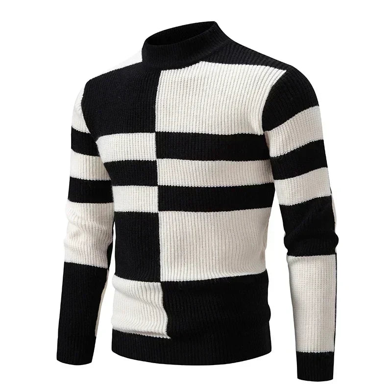 High Quality Men's New Autumn and Winter Casual Warm Neck Sweater Knit Pullover Warm Tops