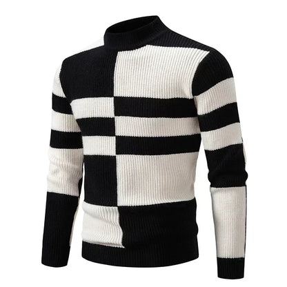 High Quality Men's New Autumn and Winter Casual Warm Neck Sweater Knit Pullover Warm Tops