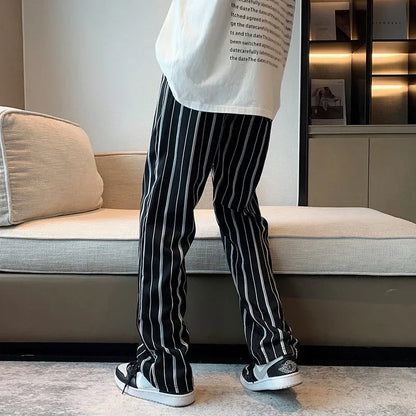 saferido Loose Casual Straight Casual Pants Mens Fashion Spring Summer All-match Fashion Striped Sports Trousers Hip Hop Mopping Pants