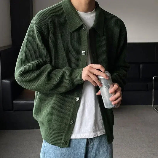 saferido Men Sweater Coat Korean Fashion Knitted Coats Men Streetwear Slim Fit Casual Cardigan Coats