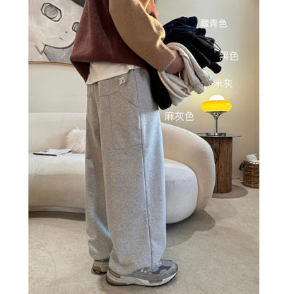 saferido Winter Plush Pants Men Warm Oversized Wide Leg Pants Men Streetwear Korean Loose Thick Sports Pants Mens Joggers Trousers S-XL
