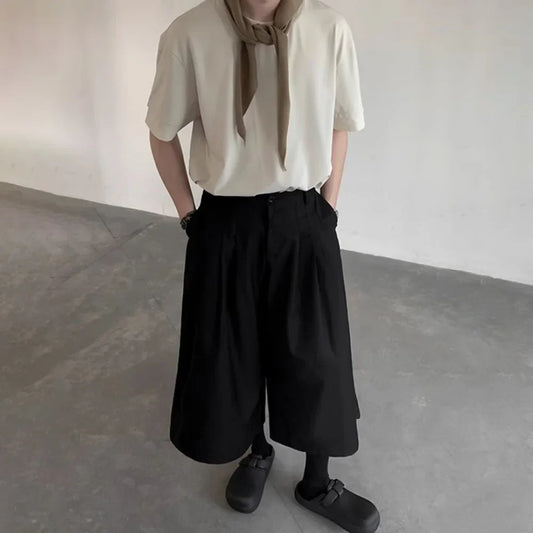 saferido Gothic Dark Casual Culottes Spring Japanese Harajuku Streetwear Elegant Daily Business Office Fashion Wide Leg Pants Unisex 2024