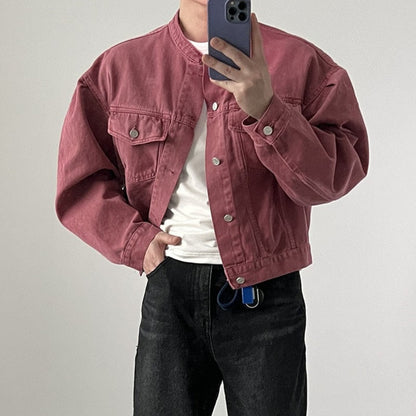 Spring Short Denim Jacket Men Slim Fit Fashion Casual Pocket Denim Jackets Mens Streetwear Korean Hip-hop Bomber Jacket Men
