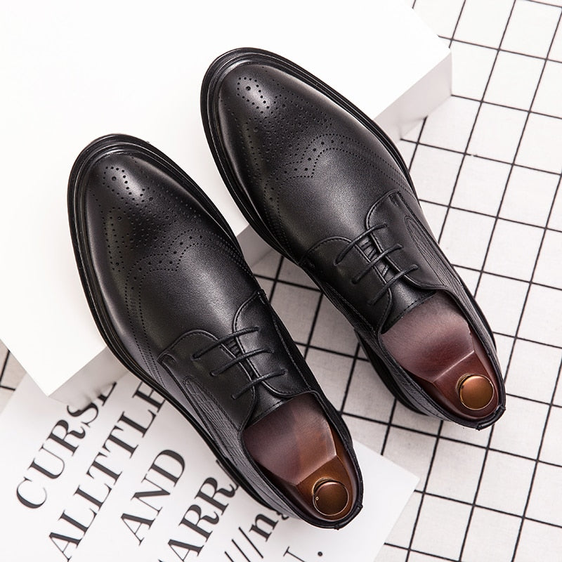 saferido Spring Gentleman Oxfords Leather Shoes Luxury Goods Men Shoes Fashion Casual Pointed Toe Formal Business Male Wedding Dress