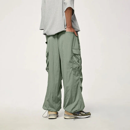 saferido Baggy Cargo Pants Men Green Parachute Wide Leg Trousers Male Black Oversize Loose Casual Streetwear Hip Hop Waterproof