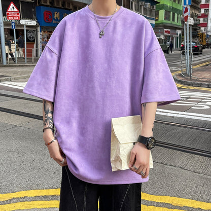 New Design Men's T Shirt Summer Fashion Loose Basic Solid O-Neck T Shirts Women Casual Short Sleeve Hip Hop Top Tees Streetwears