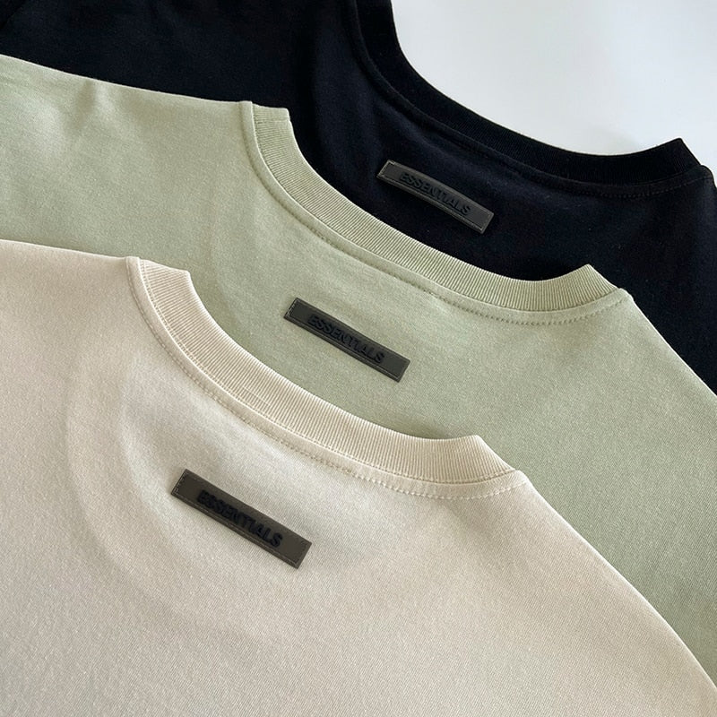 New Summer Essentials T-Shirt Reflective letters 100% Cotton Oversize T-Shirt Men and Women High Street Hip-Hop Sports Tees