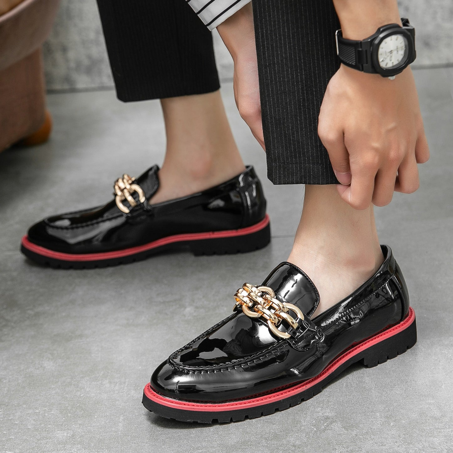 saferido Men Casual Slip-On Leather Shoes Business Casual Patent Leather Glossy Shoes Man Streetwear Fashion Wedding Dress Luxury Shoes