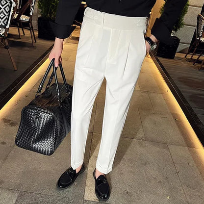 saferido Men's High Waist Spring England Business Trousers/Male Slim Fit High quality Casual Suit Pants Hombre 36