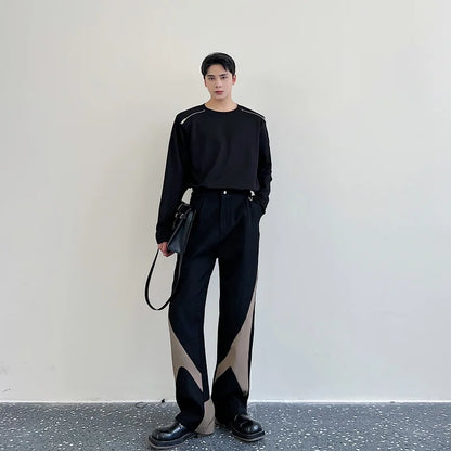 saferido Straight Pants Personalized Contract Color Men's Clothing Trousers Casual 2024 New Spring Summer Fashion