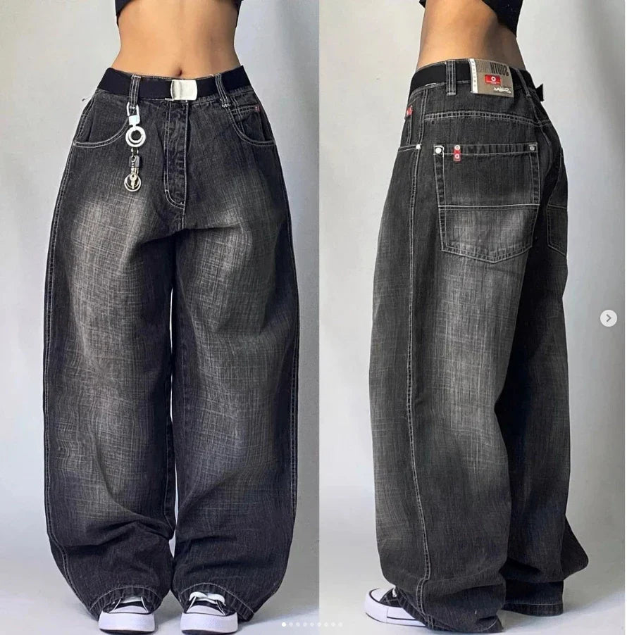 Street Popular Joker Solid Color Jeans Men Y2K New Harajuku Casual Loose Washed Straight Wide Leg Pants Unisex Vintage Trousers