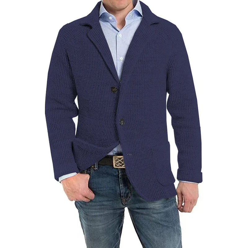 British Style Mens Clothing Knit Cardigan Autumn Winter Fashion Single Breasted Black Stand Collar Knit Sweater Coats Men