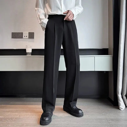 New Spring and Autumn Fashion Men's Straight Tube Loose Casual Business Versatile Dropped Wide Leg High Grade Suit Pants