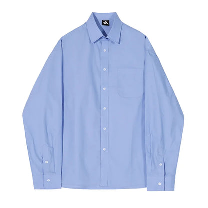 saferido Turn Down Collar Men Shirt Personality Solid Color Male Shirts Niche Design Men's Wear 2024 Spring Korean Streetwear