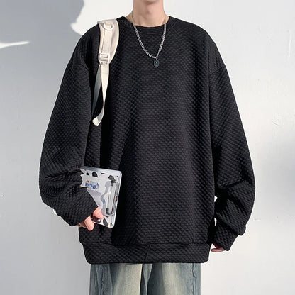 saferido Autumn New Hoodies Dot O-neck Sweatshirt Mens Streetwear Casual Fashion Mens Oversized Korean Harajuku Pullover 5XL-M