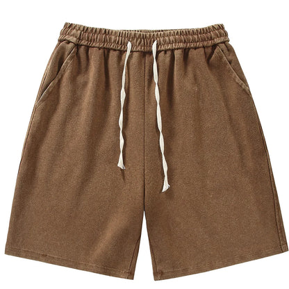 saferido 2024 New Distressed Summer Shorts Men 320G Heavy Cotton Drawstring Harajuku Loose Sweatshorts Male Casual Short Pant Streetwear