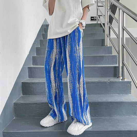 saferido Mopping Casual Pants Mens Spring Summer Oversize Fashion Sports Trousers Printed Loose Pants Straight Wide Leg Sweatpants S-5XL