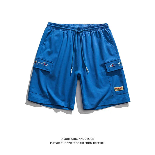 saferido Sporty Casual Shorts Oversize Plastered Solid Color Street Classic Straight Wide Leg Pants Trendy Fashion Short Pants Men Summer