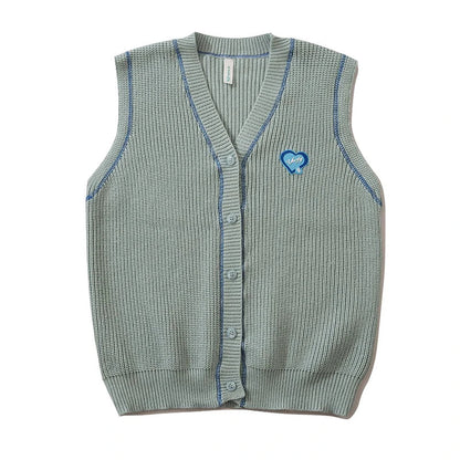 saferido Korean Knitted Cardigan Men Causal V-neck Solid Student Sweaters Vest Harajuku Loosed Couple Sleeveless Vests Spring Autumn
