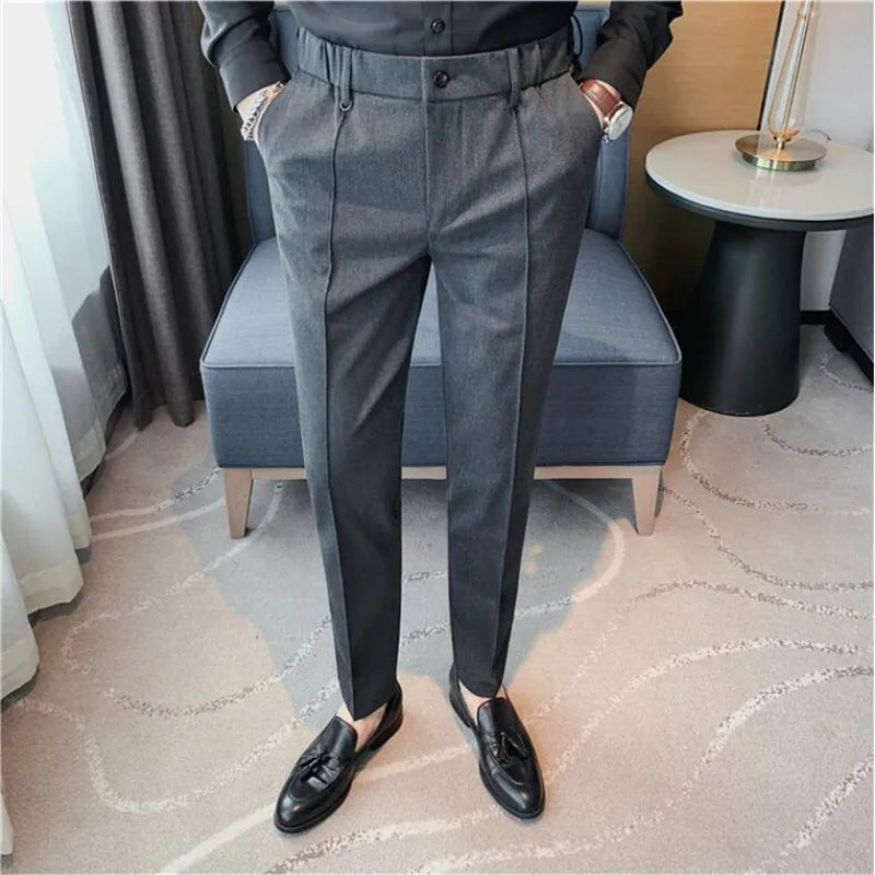 saferido  Korean Style Men Spring High Quality Leisure Pants/Male Slim Fit Fashion Solid Color Office Dress Trousers Plus size 29-36