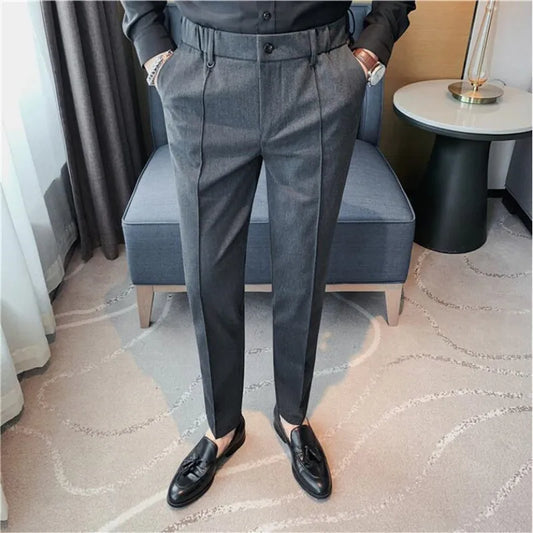saferido  Korean Style Men Spring High Quality Leisure Pants/Male Slim Fit Fashion Solid Color Office Dress Trousers Plus size 29-36