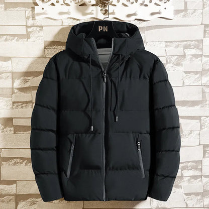 Fashion Parkas Male Thick Winter Overcoat Men's Casual Jacket Hat Warm Long Windbreaker  Classic Windproof Business Hombre