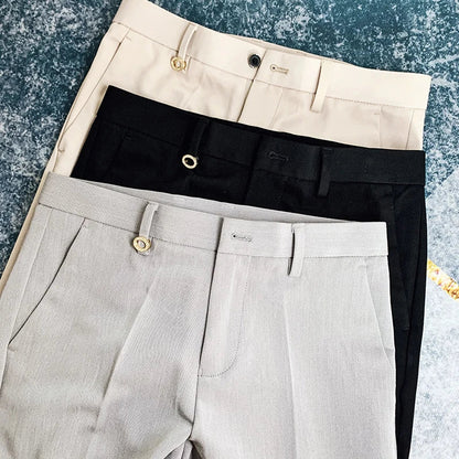 saferido Men British High Waist Straight Pants Men Social Trousers Pant Italian Mens Formal Pant Pantalones Hombre Dress Ankle Pants
