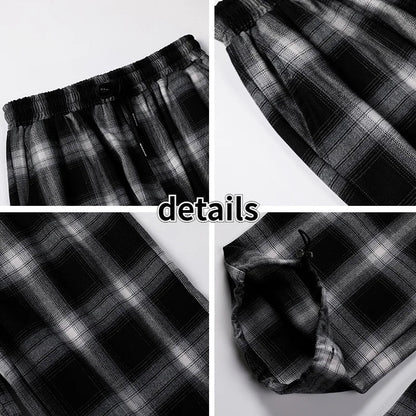 Plaid Design Vintage Pants Men Plus Size 3XL Loose Teens Couples Chic Harajuku Japanese Style All-match Straight Trousers Simple